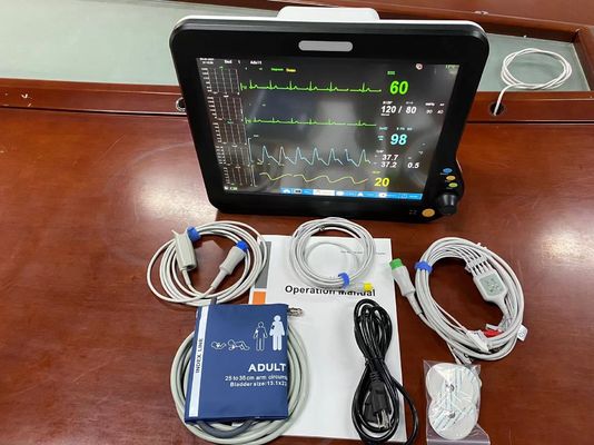 جهاز مراقبة القلب بمعدلات متعددة في وحدة العناية المركزة جهاز الحيوية بالمستشفى مع شاشة 15 بوصة