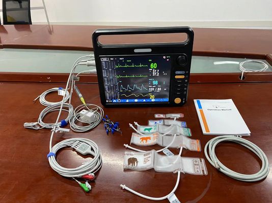 ECG NIBP SPO2 جهاز مراقبة متعدد المعايير البيطرية المحمول للمريض الحيواني