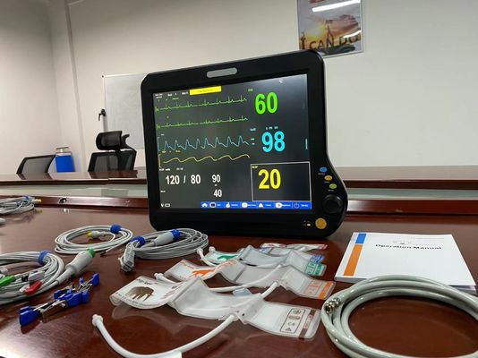 جهاز مراقبة معدل ضربات القلب الجراحي الاستخدام البيطري 15 بوصة مع ECG NIBP SPO2