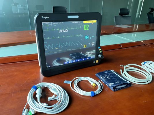أجهزة مراقبة المرضى متعددة المعلمات المحمولة 15 بوصة مع HL7 متوافقة، مخرج بيانات USB، VGA، دعوة الممرضة والأغاني الحيوية